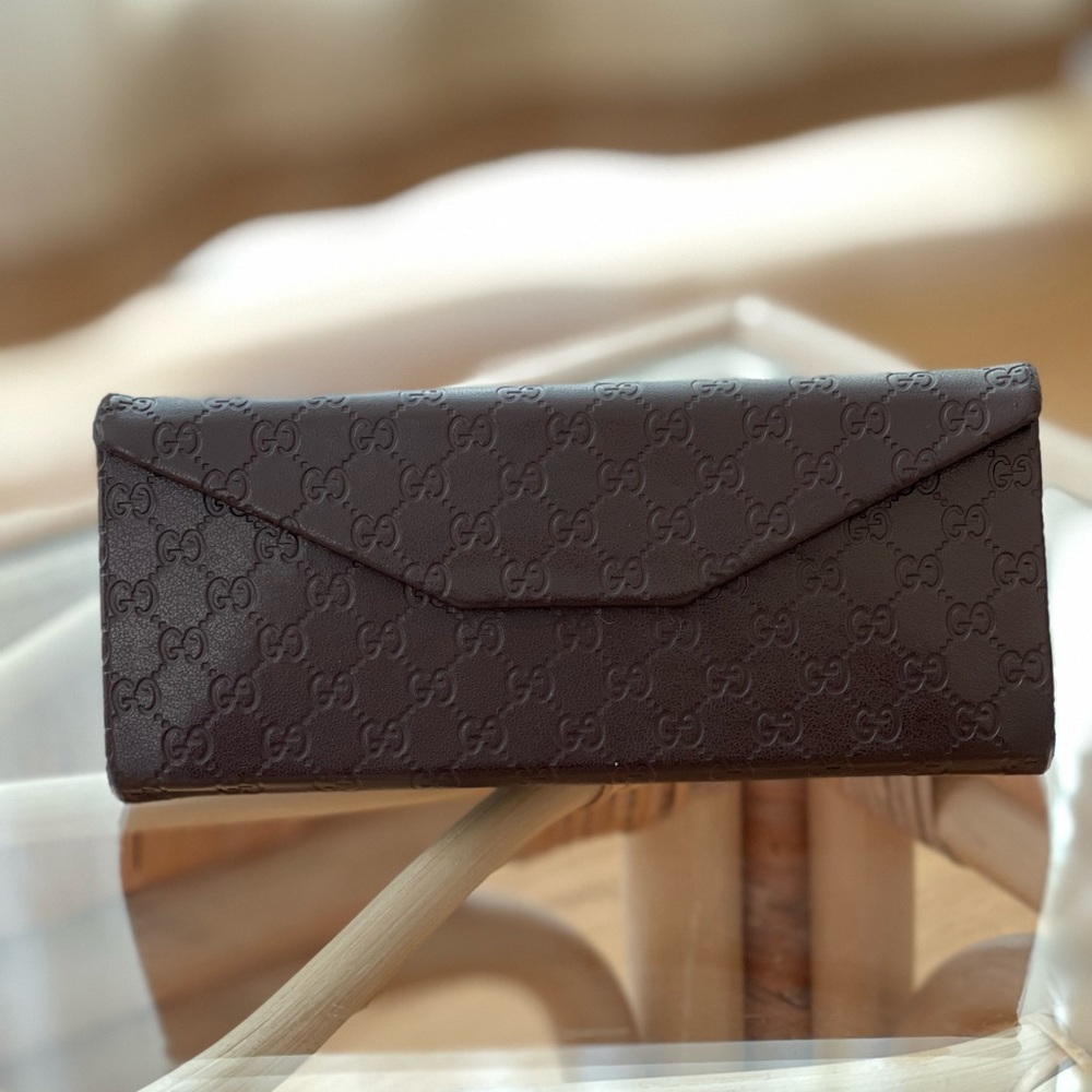 Gucci Tri-Fold Hard Sunglasses Case - Brown GG Patten Leather